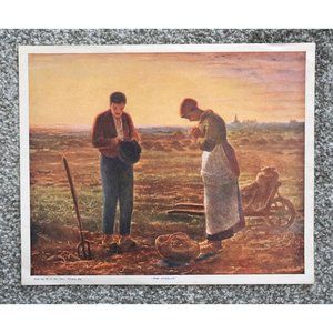 Vtg W.C. Co Tyrone Pa. The Angelus Jean Francois Millet Print 11" x 9"